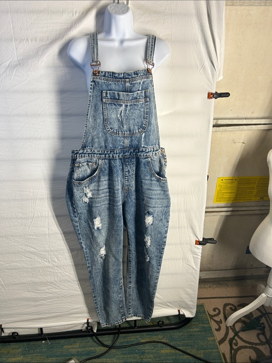 Forever 21 Denim - Forever 21 Light Blue Distressed Denim Overalls